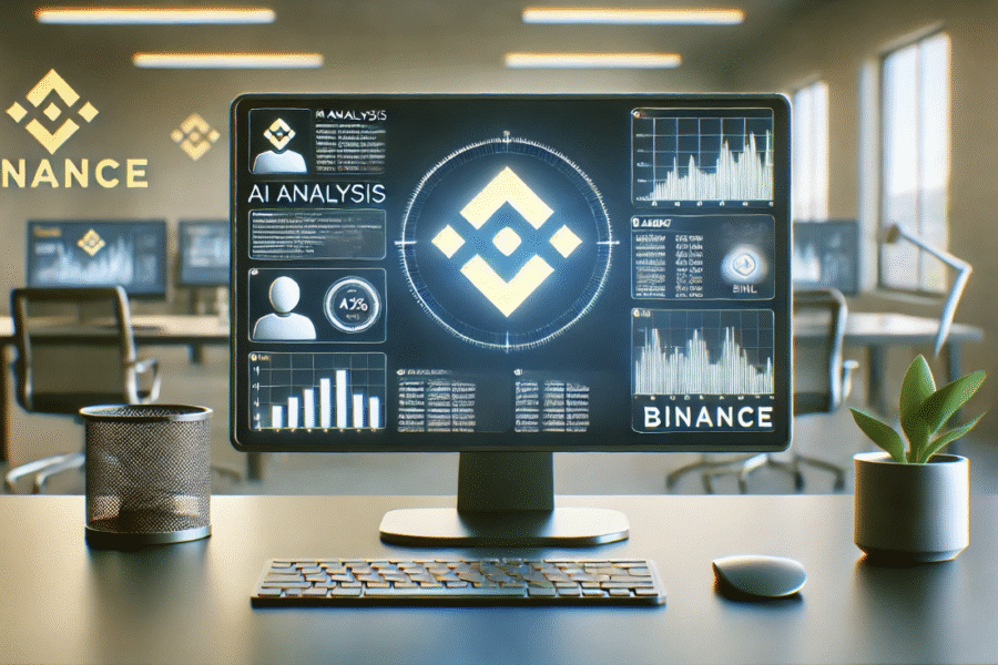 Simplified AI-powered compliance tools monitoring Binance cryptocurrency transactions.